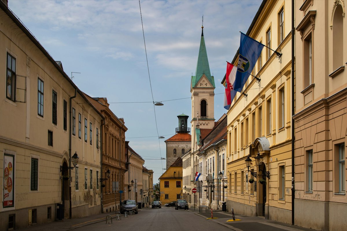 Street in Zagreb Upper Town leading to Lotrščak Tower